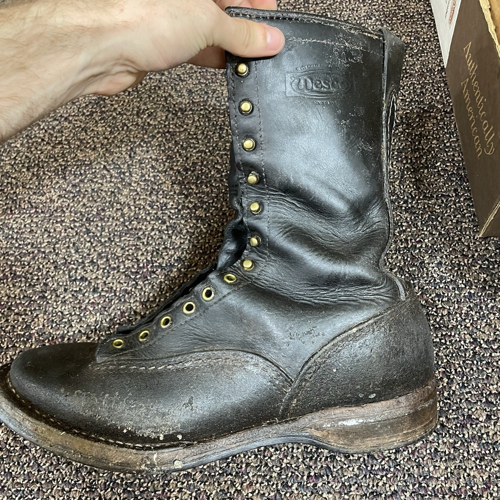 Wesco Stock Timber Boots 1912SI Mens 12E Caulks 12" Lace-to-toe *read desc* - Picture 5 of 16